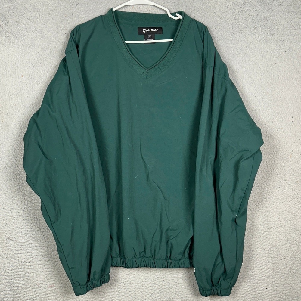 Vintage TaylorMade Jacket Mens 2XL Green Windbreaker Lightweight V-Neck Pullover